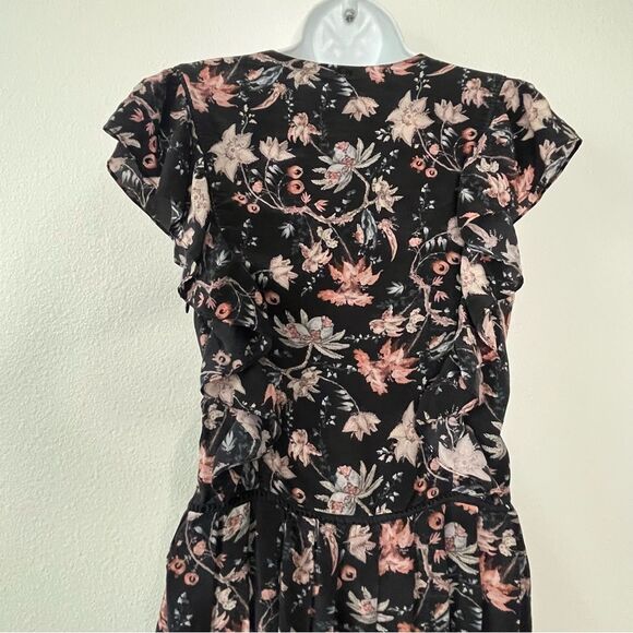 Adriana Degreas 100% Silk Floral Maxi Sleeves Dress Flutter Sundress Size Medium - Picture 7 of 12